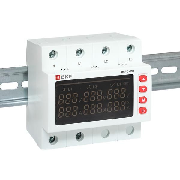 Реле выбора фаз с дисплеем RVF-3-63А PROxima EKF RVF-3-63a