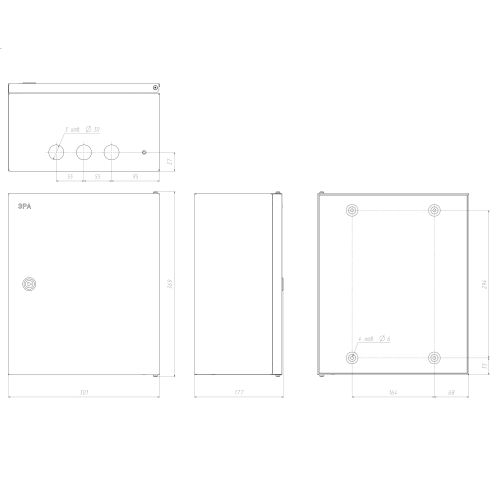 Корпус металлический ЩМПг-03 360x300x175 IP54 SHMPg-03_IP54_SIMPLE ЭРА Б0047693