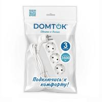 Удлинитель 3х3м с заземл. 16А IP20 3.5кВт ПВС 3х1 бел. DOMTOK 2391