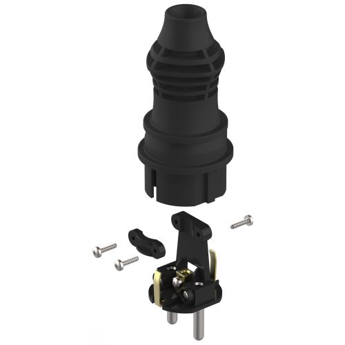 Вилка прямая VX13-B-IP44 16А IP44 с заземл. каучук черн. Эра Б0069321