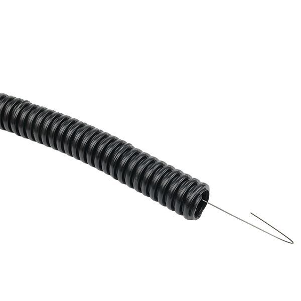 Труба гофрированная d20мм с протяжкой безгалоген. трудногорючая (FRHF) черн. (уп.100м) Plast EKF FRHF-20