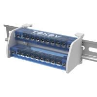 Шина на DIN-рейку в корпусе (кросс-модуль) 2 группы по 11 отверстий 125А TOKOV ELECTRIC TKE-DBTB-125-2-11/L+PEN