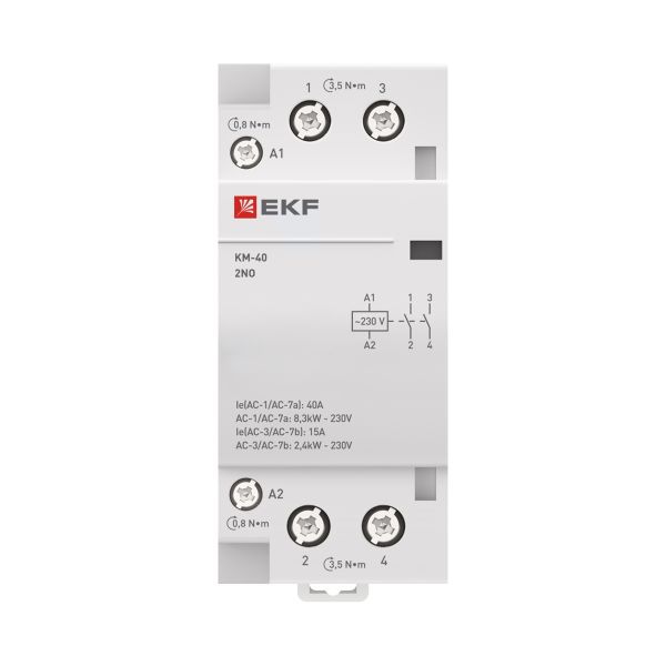 Контактор модульный КМ 40А 2NО (2 мод.) EKF km-2-40-20