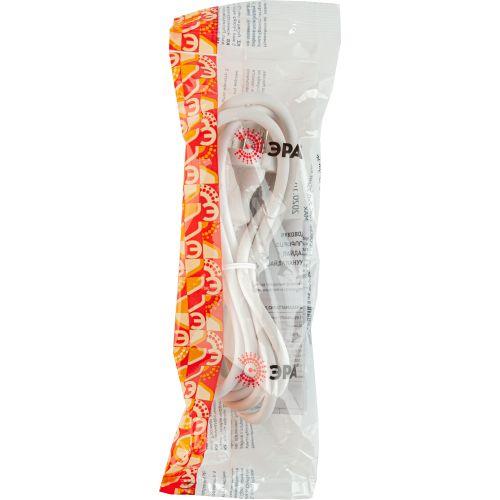 Шнур сетевой с вилкой 1.5м ПВС 2х0.75 бел. UX-2x0.75-1.5m-W ЭРА Б0048680