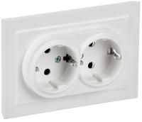 Розетка 2-м СП BRITE РС12-3-БрАБ 16А в сборе с заземл. без защ. шторок арктич. бел. IEK BR-R21-16-K91-F