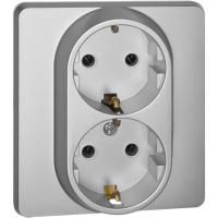 Розетка 2-м СП Inspiria 16А IP20 250В 2х2P+E немецк. стандарт механизм алюм. IEK 673752