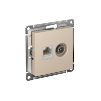 Розетка компьютерная + телевизионная 2-м AtlasDesign RJ45 кат.5E песочн. SE ATN001289