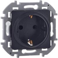 Розетка 1-м СП Inspiria 16А IP20 250В 2P+E защ. шторки немецк. стандарт механизм антрацит IEK 673733