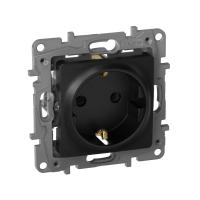 Розетка 1-м СП Etika 16А IP20 250В 2P+E с заземл. немецк. стандарт винтов. клеммы механизм антрацит IEK 672621