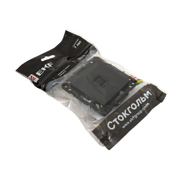 Розетка компьютерная 1-м Стокгольм RJ45 механизм черн. PROxima EKF EZK01-035-10