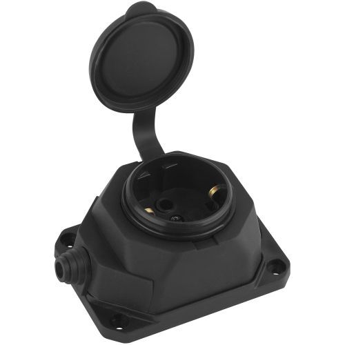 Колодка удлинителя 1-м с заземл. 16А IP44 K-1e-B-IP44 каучук черн. Эра Б0044543
