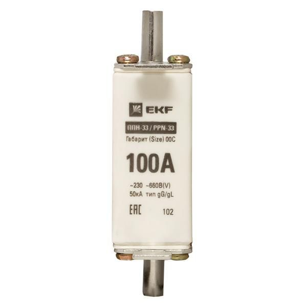 Вставка плавкая ППН-33 100/100А 50кА габарит 00С PROxima EKF fus-33/100