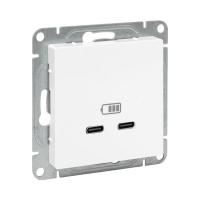 Розетка 2-м СП Эпика USB-C механизм бел. EKF UP1-SOW-2USBC