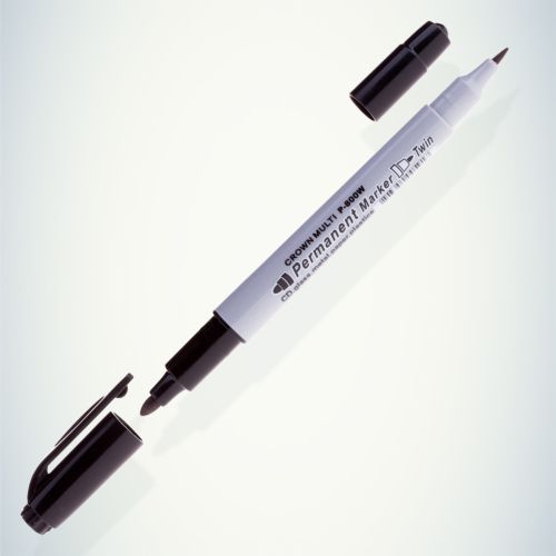 Маркер перманентный двухсторонний "Multi Marker Twin" 2мм/1мм пулевидный черн. Crown Б0048242