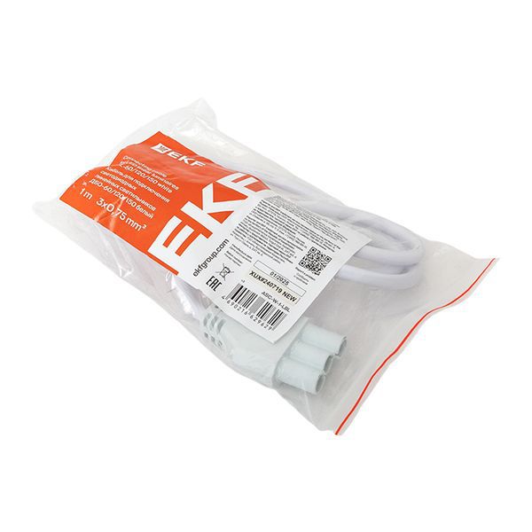 Кабель для подключения светодиодных линейных светильников ДБО-60/120/150 1м 3х0.75 бел. EKF ASC-W-1-LBL