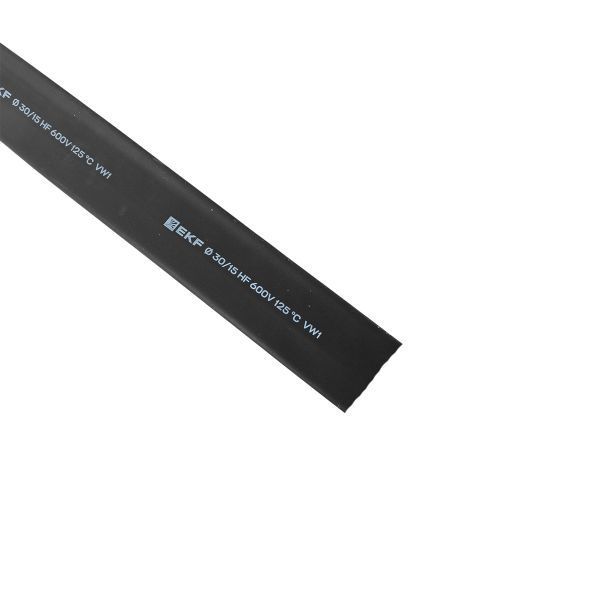 Трубка термоусадочная ТУТ нг 30/15 черн. (уп.50м) EKF tut-30-b