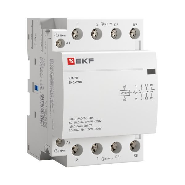 Контактор модульный КМ 20А 2NО+2NC (3 мод.) PROxima EKF km-3-20-22