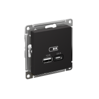 Розетка USB AtlasDesign тип A+C 5В/2.4А 2х5В/1.2А механизм карбон SE ATN001039