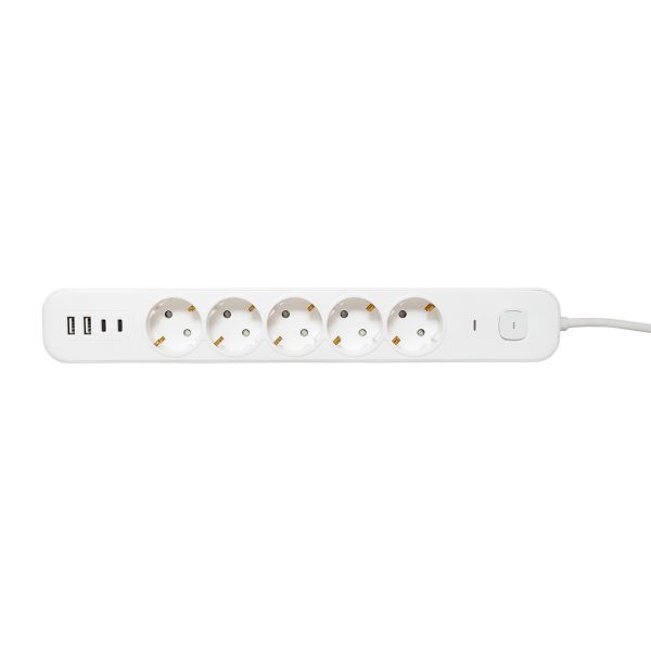 Удлинитель 5х5м IP20 2USB 2.4А+2type-C LUX 1.5кв.мм EKF UBA-LUX-505-TC