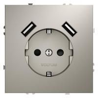 Розетка 1-м СП S70 16А с USB A+A с заземл. защ. шторки механизм кашемир Voltum VLS040403
