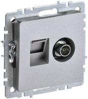 Розетка компьютерная + телевизионная 2-м Brite РТВ/РК12-БрА RJ45 кат.5E + TV механизм алюм. IEK BR-AK20-1-K47