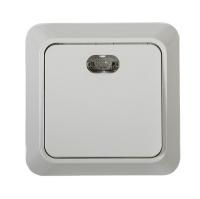 Выключатель 1-кл. ОП Bolleto 10А IP20 7121 накладной с подсветкой бел. ASD / IN HOME 4680005959754
