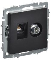 Розетка компьютерная + телевизионная 2-м Brite РТВ/РК12-БрЧ RJ45 кат.5E + TV механизм черн. IEK BR-AK20-1-K02