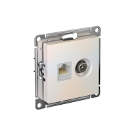 Розетка компьютерная + телевизионная 2-м AtlasDesign RJ45 кат.5E + TV механизм жемчуж. SE ATN000489