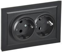 Розетка 2-м СП BRITE РС12-3-БрЧ 16А в сборе с заземл. без защ. шторок черн. IEK BR-R21-16-K02-F