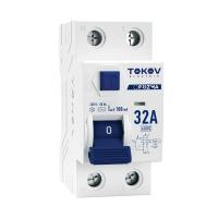 Выключатель дифференциального тока (УЗО) 2п (1P+N) 32А 100мА тип AC 6кА PRIZMA TOKOV Electric TKE-PZ60-RCDM-2-32-100-AC