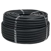 Труба гофрированная d20мм с протяжкой безгалоген. трудногорючая (FRHF) черн. (уп.100м) Plast EKF FRHF-20