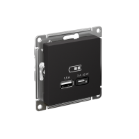 Розетка USB AtlasDesign тип A+C 45Вт QC PD высокоскор. ЗУ механизм карбон SE ATN001029