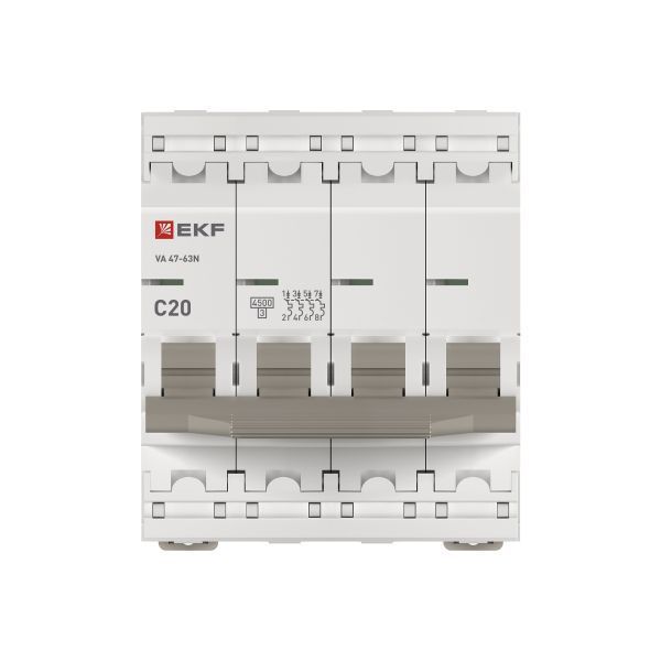 Выключатель автоматический 4п C 20А 4.5кА ВА 47-63N PROxima EKF M634420C