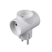 Разветвитель 3-м без заземл. 10А 2200Вт 250В Т-образ. бел. DОМТОК 2662