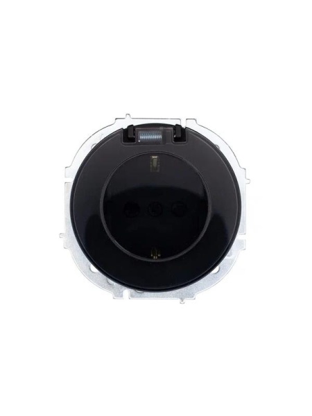 Розетка 1-м СП OSEN с заземл. с крышкой ПБТ механизм черн. бархат LEZARD 743-4288-123B