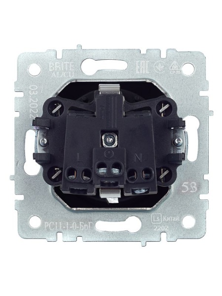 Розетка 1-м СП BRITE РС11-1-0-БрГ 16А с заземл. без защ. шторки механизм графит IEK BR-R11-16-K53