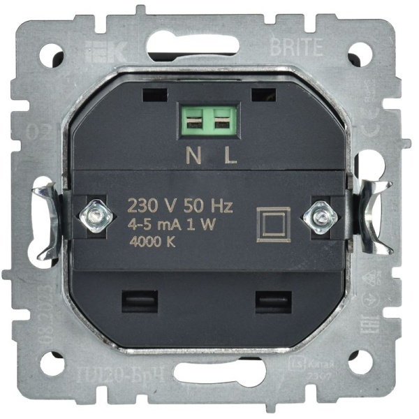 Подсветка светодиодная BRITE встраив. ПЛ20-БрЧ механизм черн. IEK BR-FL20-K02