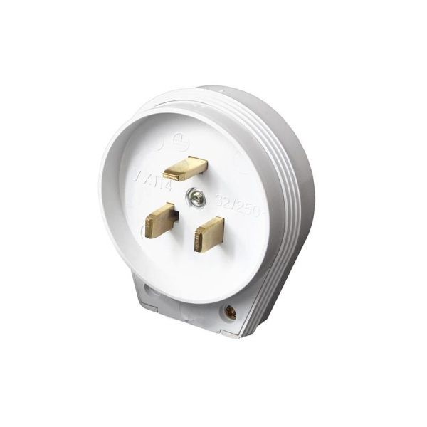Разъем РШ-ВШ 32А 250В 2P+PE откр. уст. бел. UNIVersal 1235