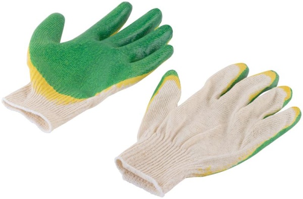 Перчатки вязаные с двойной латексной заливкой наладонника х/б 12469