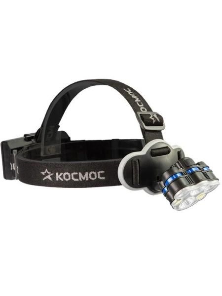 Фонарь налобный 2х4Вт T6 2х2Вт XPE 2x2Вт COB /Li-ion 2х1200мА.ч ABS пластик КОСМОС KOC852Lit