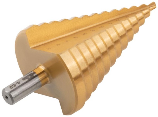 Сверло ступенчатое HSS по металлу 13 ступеней 4-8-12-16-20-24-28-32-36-40-44-48-52мм MOS 36387М