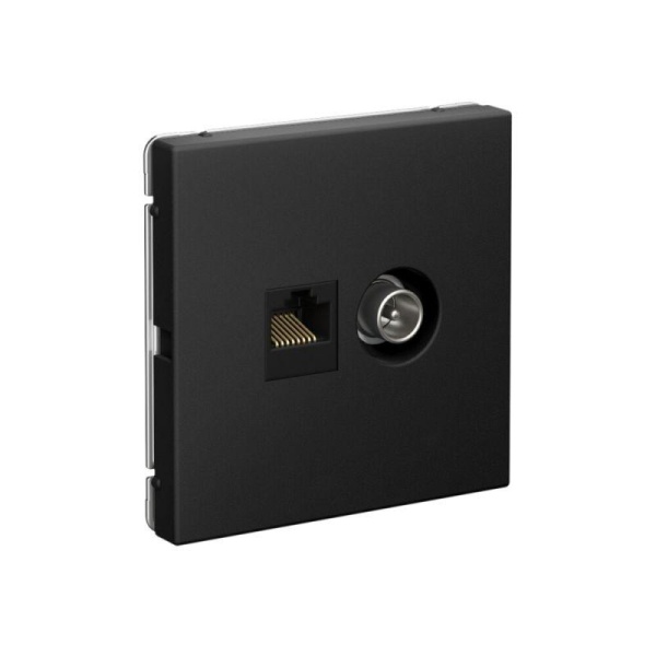 Розетка компьютерная + телевизионная 2-м СП ArtGallery RJ45 кат.5E + TV механизм карбон SE GAL001089