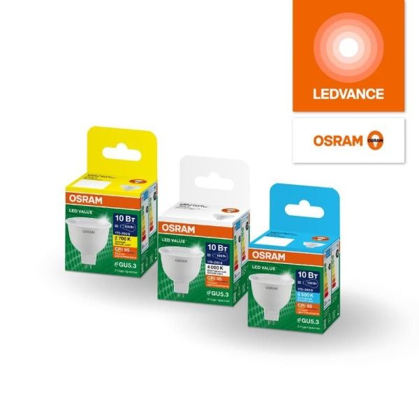 Лампа светодиодная LED G4 Value LVMR1650 5W/927 CRI95 5Вт 2700К 500лм рефлектор прозр. GU5.3 170-250В OSRAM 4630557648095