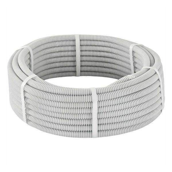 Труба гофрированная ПВХ d25мм с протяжкой сер. (уп.50м) TOKOV ELECTRIC TKE-TG/P-25-C06/50