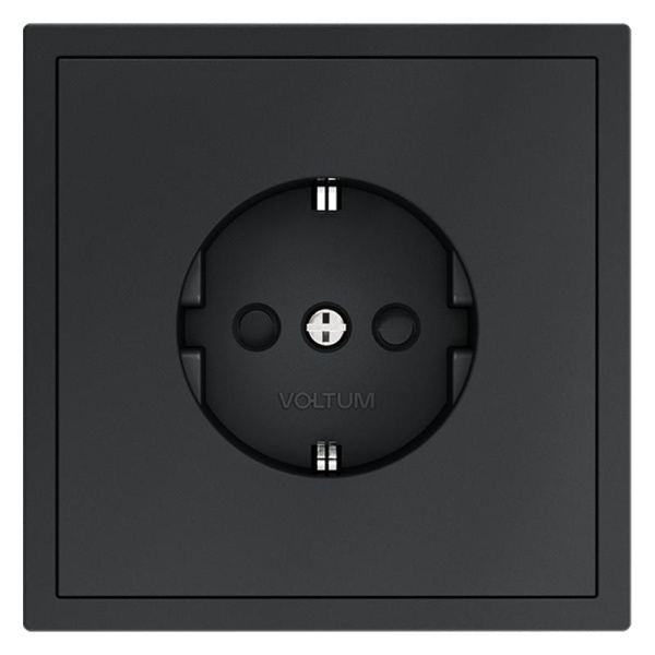 Розетка 1-м СП S70 16А с заземл. защ. шторки механизм графит Voltum VLS040207