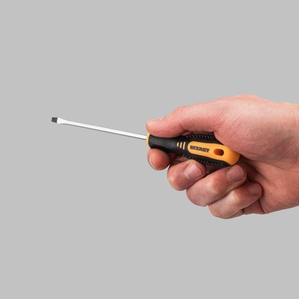 Отвертка шлицевая SL 4х100мм двухкомпонентн. рукоятка Rexant 12-6424