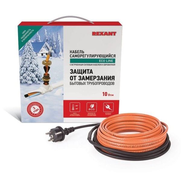 Кабель греющий саморег. пищевой ECO Line (комплект в трубу) 10HTM2-CT (4м/40Вт) Rexant 51-0602