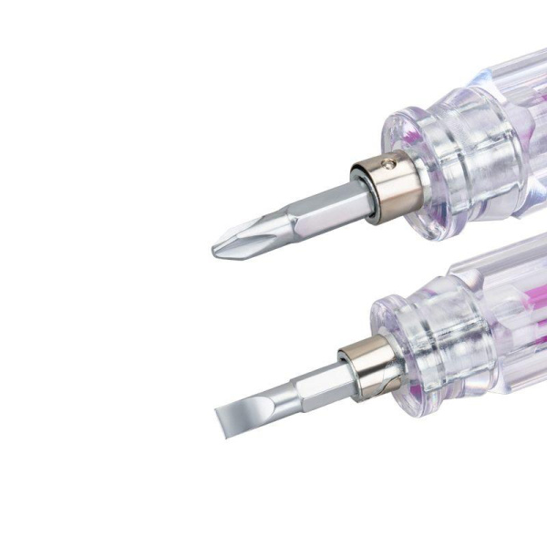 Отвертка комбинированная прозрачная рукоятка двухсторонний стержень 40мм (крестовая PH2 шлицевая SL 6мм) Rexant 12-4743