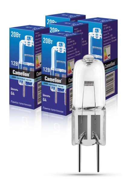 Лампа галогенная JC 20Вт 12В капс. g4 Camelion 1955