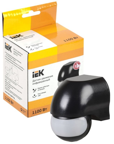 Детектор движения ДД 010 1100Вт угол обз. 180град. дальн. 10м IP44 черн. IEK LDD10-010-1100-002